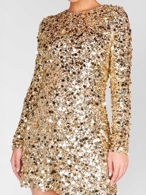 Show Me Your Mumu NWT Madison Minj Gold Sequin Long-Sleeve Mini Dress